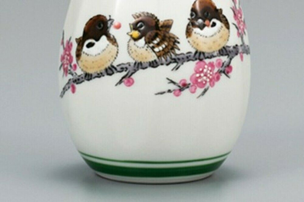Kutani yaki porcelain Japanese Flower vase pot Ginsai Gold foil Crane - Thumbnail 4