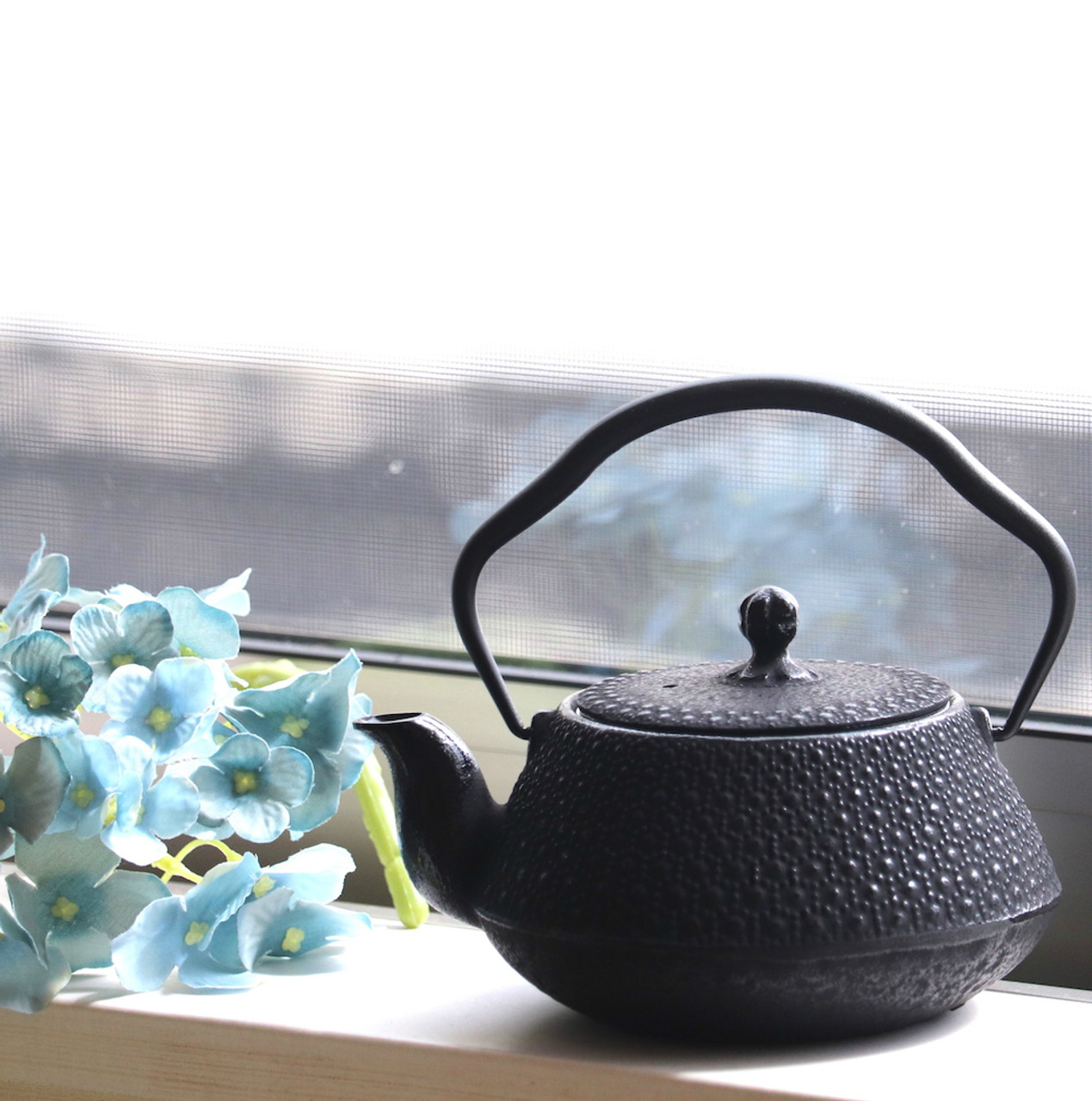 Japanese Cast Iron Teapot Vtg Kyusu Tetsubin Kettle Flower Nanbu