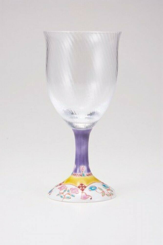 Edo glass Kutani yaki Waglass Japanese Wine glass goblet Flower House