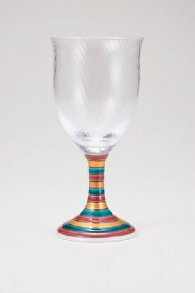 Edo glass Kutani yaki Waglass Japanese Wine glass goblet Koma Red Japan