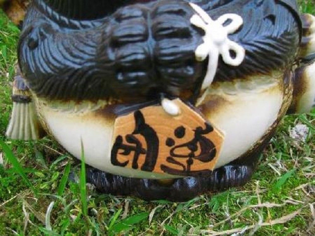 おごとたぬき　温泉　置物　当時物　raccoon dog ornament Onegai Tanuki Japanese Raccoon Dog Shigaraki yaki Happy from