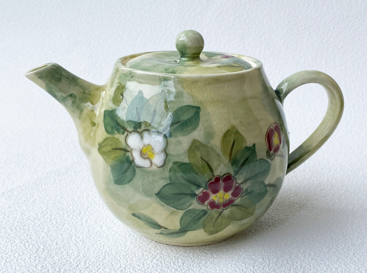 Kyusu Japanese Green tea pot 280mlKyo Kiyomizu Yaki ware Tosen Yabu Tsubaki