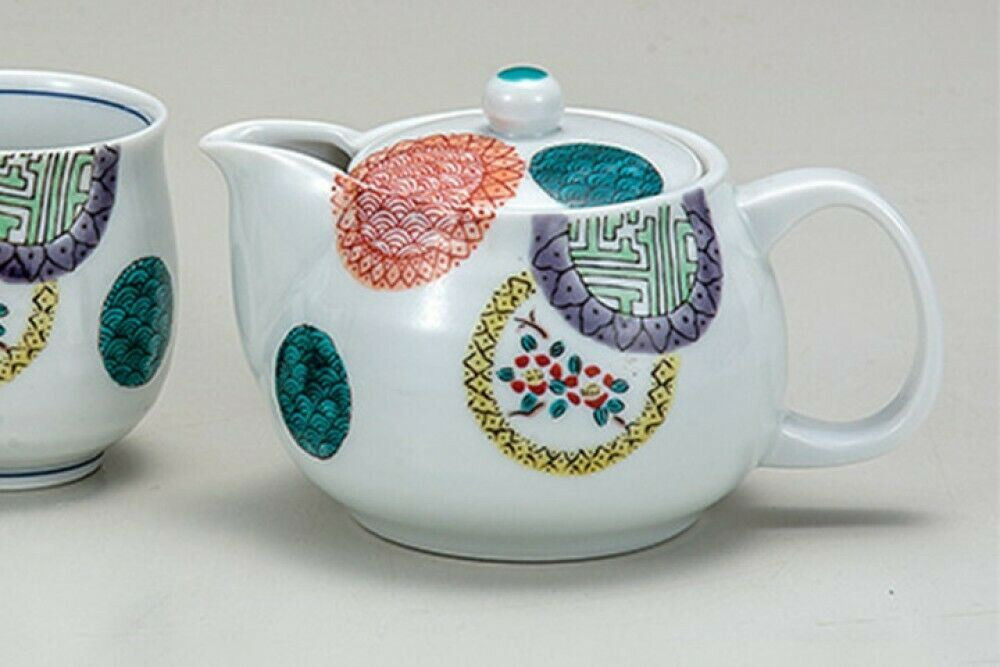 Yunomi Kyusu set Kutani yaki ware Japanese Tea Pot Cup set of 3 Marumon ...