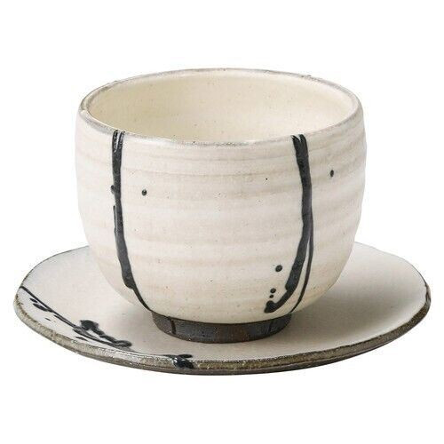 Shigaraki yaki ware Japanese Pottery Tea Cup Bowl Sauser Plate set