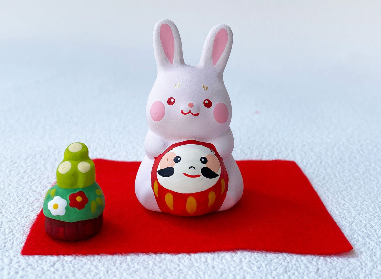 Zodiac Chinese fortune 2023 Rabbit Mino yaki ware Japanese pottery doll ...