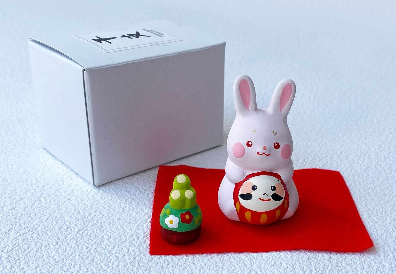 Zodiac Chinese fortune 2023 Rabbit Mino yaki ware Japanese pottery doll ...