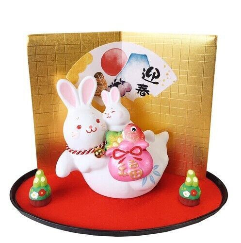 Zodiac Chinese fortune 2023 Rabbit Mino yaki Japanese pottery doll