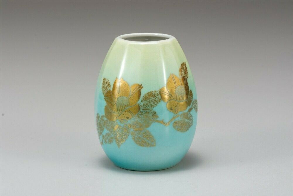 Kutaniyaki Sazanka Camellia Vase
