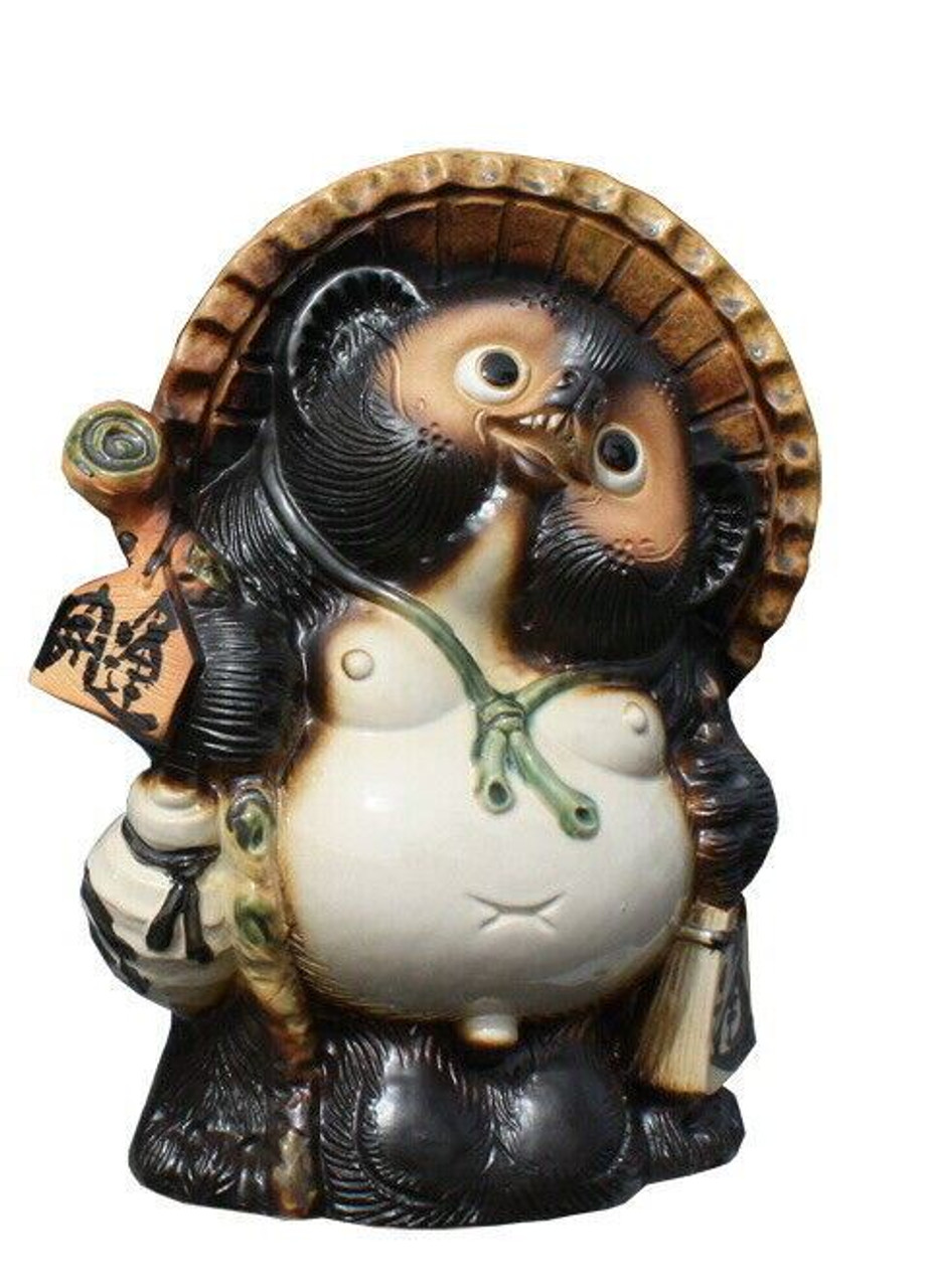 Tanuki Shigaraki yaki ware Japanese Chinese Racoon DogGood luck Tannuki 10in