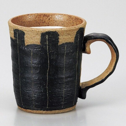 Mino ware Japanese pottery Mug Coffee Tea cup Senbori Mug Black Line Japan