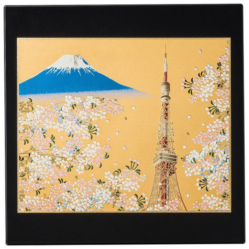 Tapis de Souris Japonais Kinpaku Doré Laqué Hokusai Mt.Fuji