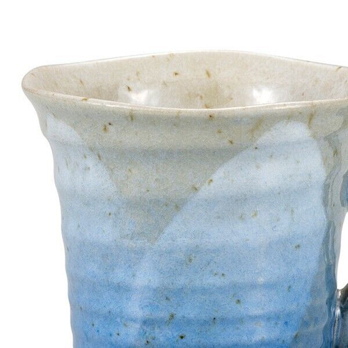 Kutani yaki ware Japanese Mug Coffee Tea Cup Yusai Blue glaze handpaint Japan