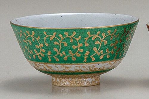 Kutani yaki ware Japanese Rice bowl set of 2 Gold Karakusa Arabesque japan