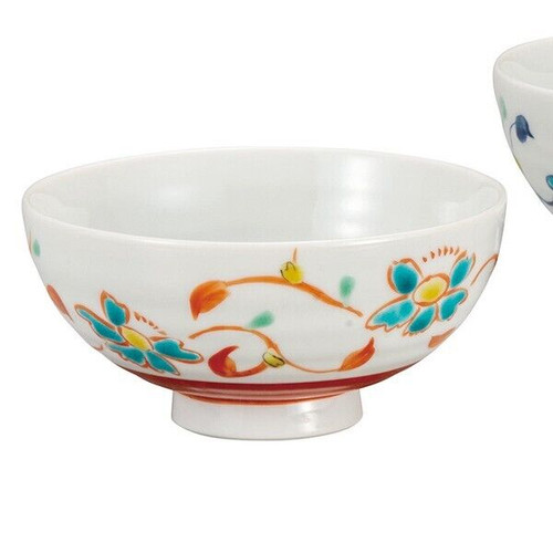 Kutani yaki ware Japanese Rice bowl set of 2 Hana Karakusa Arabesque japan