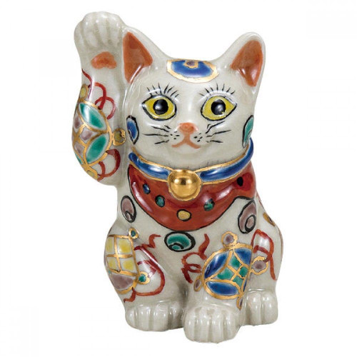 Maneki neko Kutani porcelain Japanese lucky cat Takara treasure Deco H13.5cm
