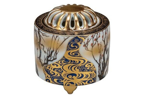 Koro Kutani yaki porcelain Japanese Incense berner Korinbai Plum Japan