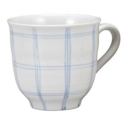 Kutani yaki porcelain Bunkichi kiln Teokoshi-style Mug Tea cup Check set of 2