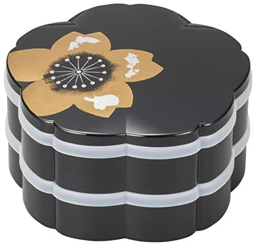 Jubako Bento Box Lunch Box Yamanaka lacquerware Osechi Flower shape Sakura Black