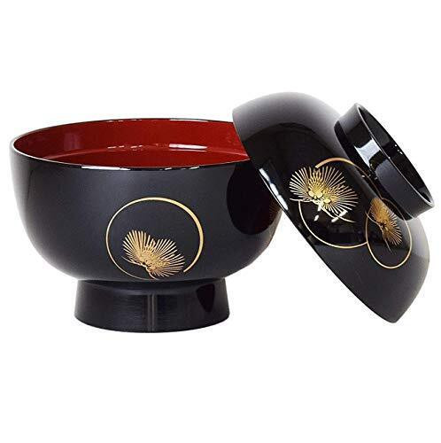 Owan Soup bowl Maki-e Yamanaka lacquerware Ozouni Pine leaf motif Black Japan