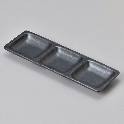 Mino ware Kobachi Japanese partition plate 3-section Ibushi Black Japan