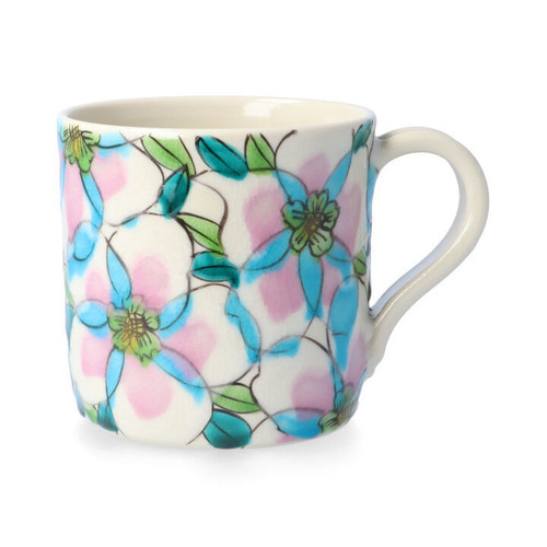 Kutani yaki ware Japanese Tea Coffee Mug cup Flower Ishihara Shinichi