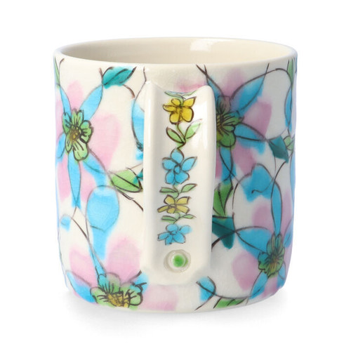 Kutani yaki ware Japanese Tea Coffee Mug cup Flower Ishihara Shinichi