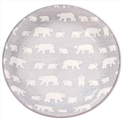 Mino ware pottery White bear Shirokuma Polar Bear Curry Pasta plate dish gray