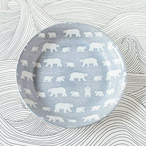 Mino ware pottery White bear Shirokuma Polar Bear Curry Pasta plate dish gray