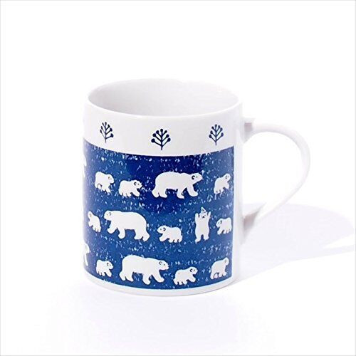 Mino ware pottery White bear Shirokuma Polar Bear Mug Tea cup 320ml Navy