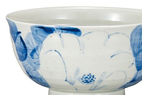 Kutani ware Donburi Chawan Japanese Large bowl Katsudon White Camellia