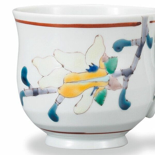Kutani ware Japanese Coffee tea cup Mug Taishi Kiln porcelain Magnolia kobus