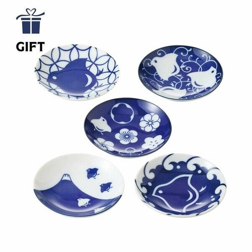 Mino ware Japanese small plate Mamezara set of 5Four season