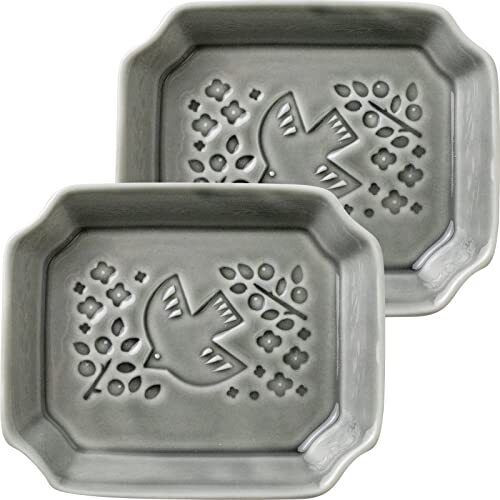 Mino ware Minoru Octagon shape Small dish PIENI-Lintu set of 2 Japan Ash gray