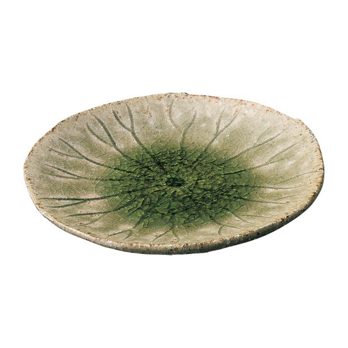 Shigaraki yaki ware Japanese pottery Round small dish lotus leaf Japan
