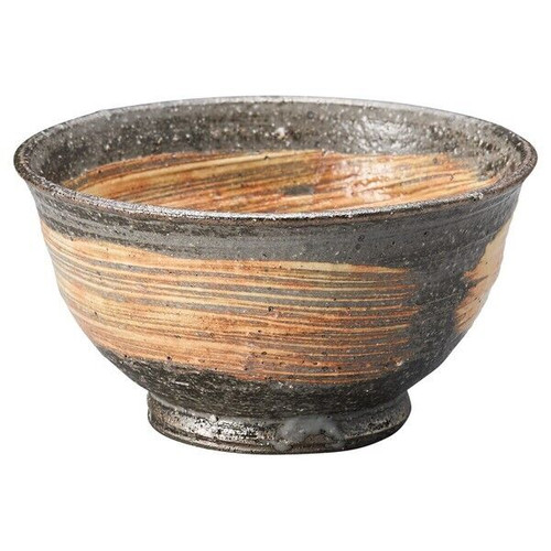 Shigaraki yaki ware Japanese pottery Rice bowl Gohan chawan Wild brush marks L