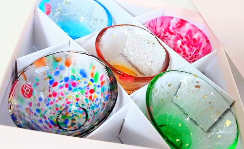 Sakazuki Japanese glass Sake cup set of 5 Tsugaru Vidro Made in japan