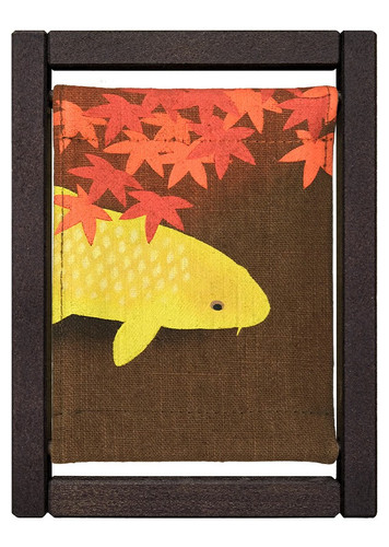 Kyoto Koyomi Frame Seasonal Textile Art Frame Autumn Leaves and Carp Japan