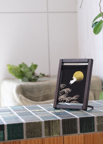 Kyoto Koyomi Frame Seasonal Textile Art Frame Rabbit Moon Autumn