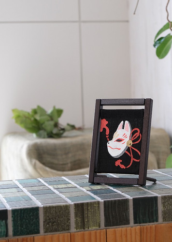 Kyoto Koyomi Frame Seasonal Textile Art Frame Fox Mask Autumn Seasonal