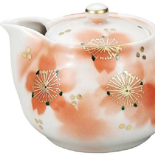 Kyusu Kutani yaki ware Japanese porcelain tea pot Spring Sakura Japan