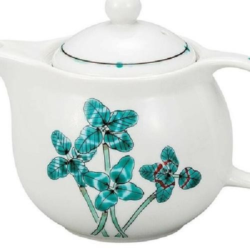 Kyusu Kutani yaki ware Japanese porcelain tea pot Clover Pattern Taishi kiln