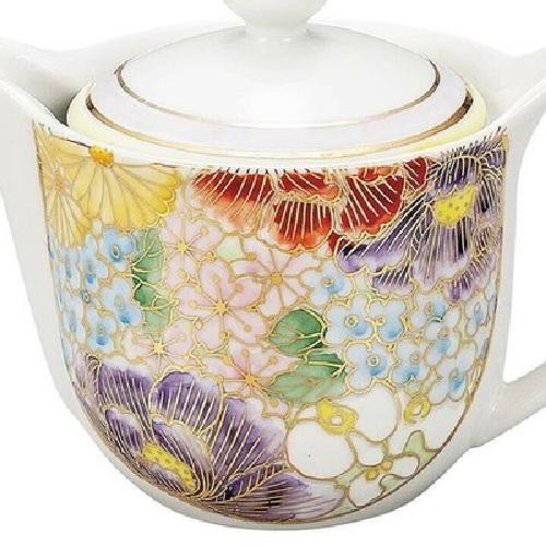 Kyusu Kutani yaki ware Japanese porcelain tea pot Taishi Miyabi Hana Hanatsume