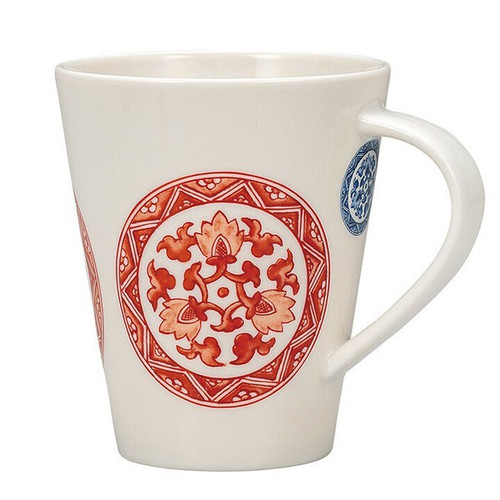 Kutani yaki ware Japanese Mug Coffee Tea Cup Big size Red Circle pattern Japan