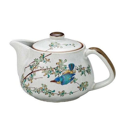 Kyusu Kutani yaki ware Japanese porcelain tea pot Kawasemi Kingfisher Japan