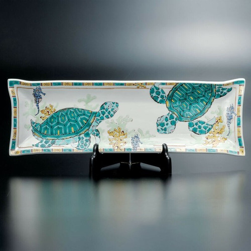 Kutani Ware porcelain Crane & Turtle Decorative Design Made in