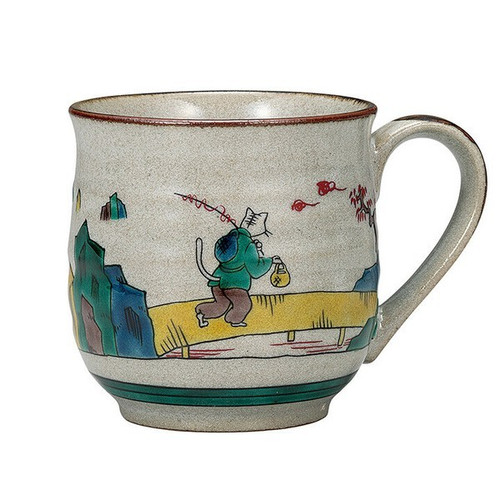 Kutani yaki ware Japanese Mug Coffee Tea Soup Cup Neko Kutani Japan
