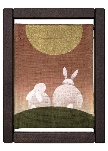 Kyoto Koyomi Frame Seasonal Textile Art Frame Married Rabbits Autumn