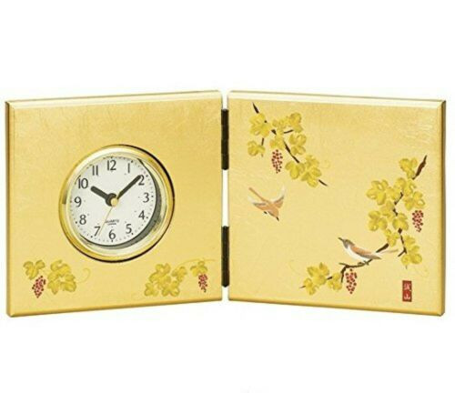 Teble Clock Yamanaka Urushi Lacquer Kacyo kinka Gold Byobu folding screen japan