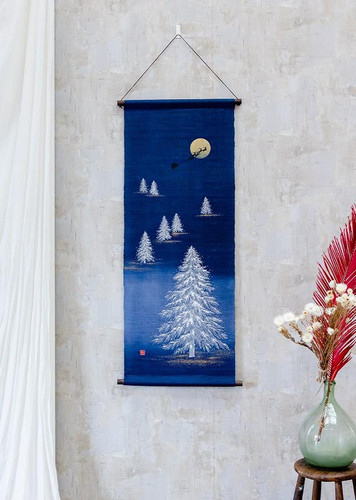 Winter Japanese Textile Art Panels | New Year, Snow Scenes, Camellia