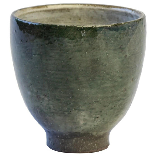 Yunomi Shigaraki ware Japanese green tea cup Pine leaf Green glaze Japan